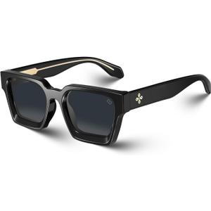 VISOONE Fashion 100% UV400 Protection Rectangle TR90 Y2K Sunglasses Accessories for Women Men RIVER (Black)