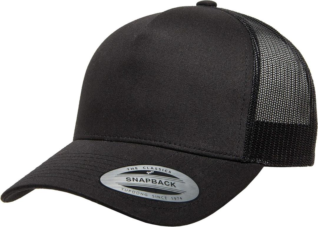 Yupoong Men's Yp Classics 5-Panel Retro Trucker Cap (Black)
