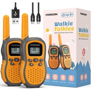 FOREDOM Rechargeable Walkie Talkies for Kids Walkie Talkies Long Range for Boy & Girl Age 3 to 12 Year Old Birthday Toys with Flashlight, 2 Pack