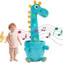 LLUKEME Dancing Talking Giraffe Toy, Stuffed Animal Baby Toy Repeating What You Say, Glowing Musical Electronic Giraffe Gifts for Toddlers 1-3 Years Old (Dancing Dinosaur)