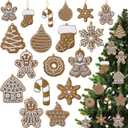 Gingerbread Christmas Decorations for Tree, 24pcs Cooking Gingerbread Man Hanging Ornaments PVC Assorted Party Favors, Cute Cookie Crafts Christmas Decorations for Xmas Trees Holiday