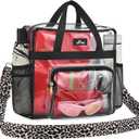 MAY TREE Clear Bag for Stadium Events, 12x6x12 Clear Tote Bag with Removable Strap, Transparent Bag for Concert Sports Festival, Leopard-Strap