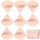 8 Pcs Cotton Powder Puff Face,JASSINS Triangle super soft Both dry and wet Makeup Setting Puff,For Concealer/Loose Powder/Body Powder/Foundation/Blush Makeup Sponge Set (Nude)