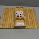 Joy&Grace Couch Cup Holder, 3-in-1 Magnetic Detachable Couch Arm Tray, Bamboo Sofa Armrest Table with Anti-Slip Pad, Sofa Armrest Tray Table (Natural)