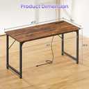 PRAISUN 47 X 20 Inch Office Computer Desk with Power Outlets and USB-C Port, Larger Gaming Desk, for Home Office, Study, Bedroom, Writing Work from Home Table, Metal Frame, Rustic Brown, 48inch