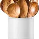 Utensil Holder, 6.7" Ceramic Kitchen Utensil Crock for Countertop Cooking, Modern Utensil Caddy Jar Organizer for Farmhouse Kitchen Counter Decor (White)