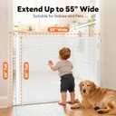 Retractable Baby Gate for Stairs and Doorways, 55" Wide x 33" Tall Mesh Dog Gate for Indoor & Outdoor Use, Safety Gate for Babies and Pets, Child Gates for Hallways, Hardware Mounted, White