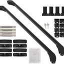 2Pcs 43.3 Inch Universal Car Top Roof Cross Bar Luggage Cargo Rack Adjustable Window Frame Aluminum Black