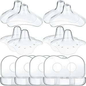 Nuanchu 6 Pcs Nipple Shields for Nursing Newborn Breastfeeding 20 mm 15 mm Nipple Shield Bulk Silicone Protector with Clear Carrying Case for Protecting Sore, Flat or Inverted