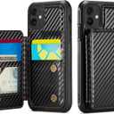 Vinich for iPhone 12/12 Pro Wallet Case with Card Holder, RFID Blocking Credit Slots Kickstand Shockproof Phone Cover Fit for iPhone 12/12 Pro 6.1" Carbon Black