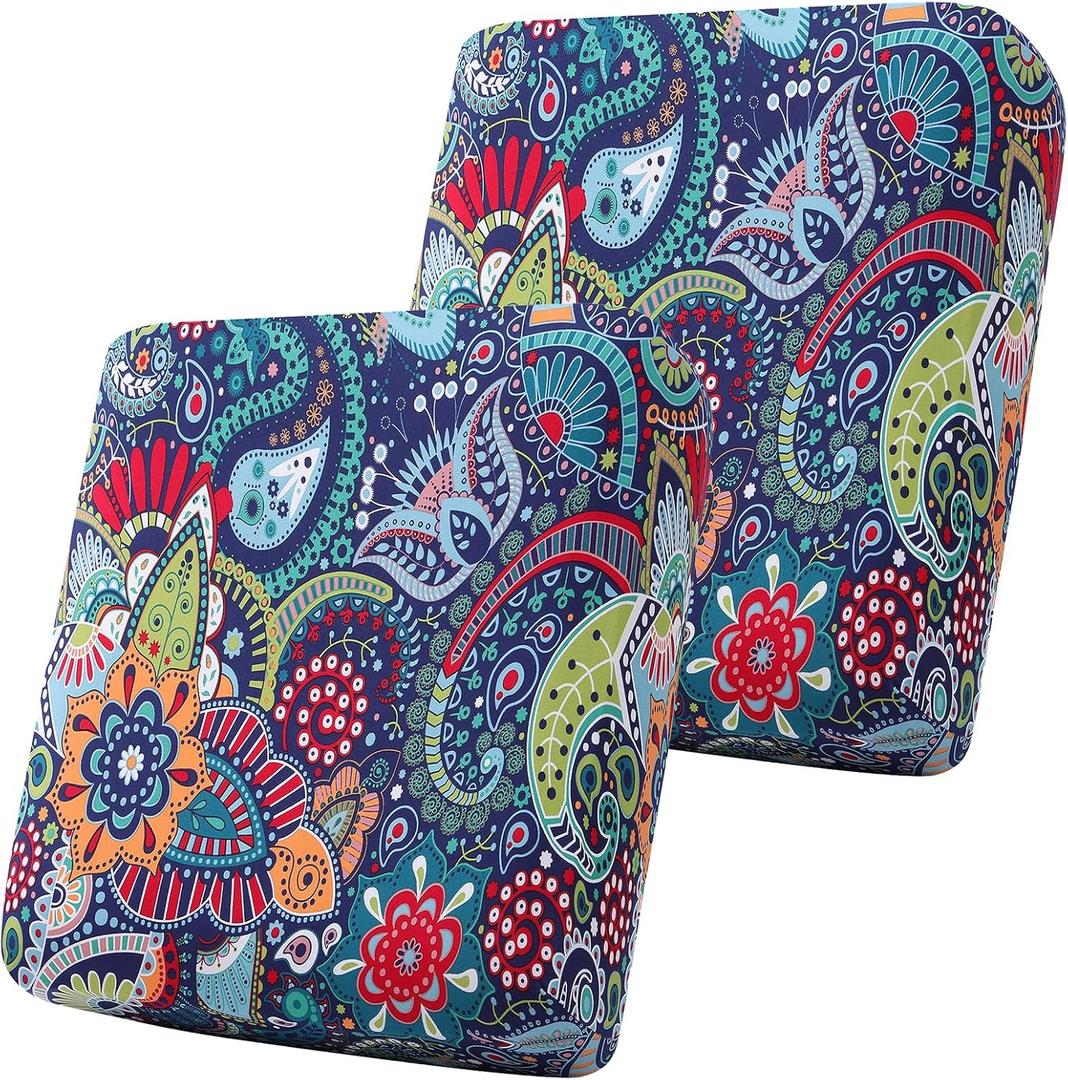 Smiry Printed Couch Cushion Covers, Stretch Soft Couch Covers for Sofa, Washable Non-Slip Sofa Slipcover Furniture Protector for Indoor and Outdoor (2 Pack, Blue Green)