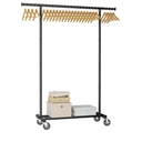 Clothing Rack for Hanging Clothes: Rolling Coat Racks Portable Garment Closet Rack with Wheels Freestanding Wardrobe Sturdy Metal Shelf Black for Bedroom Laundry Room
