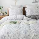 HoneiLife Queen Duvet Cover Set - 100% Cotton Comforter Cover Floral Duvet Cover Sets, Soft & Breathable Duvet Cover with Zipper Closure and Corner Ties, 3pcs Wildflower Comforter Cover Sets-Herbs