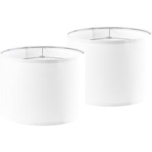 Set of 2 Pure White Linen Drum Lamp Shade 13" Top x 13" Bottom x 10" High (Spider) Contemporary Lamp Shades for Table Lamps & Bedside Lamps (13*13*10IN 2 Pack, Pure White-2)