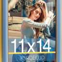 11x14 Velvet Picture Frame, Spruce Blue 11x14 Velvet Photo Frame with Vintage Gold Border, 11 by 14 Poster Frame with HD Real Glass Horizontal & Vertical Display for Tabletop and Wall Decor (1 Pack)