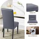 4 x SearchI Waterproof PU Leather Dining Chair Covers Set of 4, Stretch Oilproof Parsons Chair Slipcovers Removable Washable Kitchen Chair Protector for Dining Room (Gray)