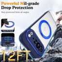 Compatible with Google Pixel 9 Pro XL Case with 360 Magnetic Ring Stand [Compatible with Mag-Safe ] Shockproof Translucent Phone Case for Google Pixel 9 Pro XL 6.8 inches,Blue