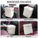 Car Trash Can Bin with Lid - Collapsible Car Garbage Can with Storage Pockets-Beige Mini Leakproof Vehicle Trash Bag-Small Automotive Organizers and Storage for Back/Front Seat SUV Truck Accessories