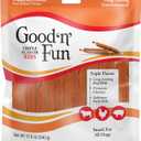 Good n Fun Triple Flavor Ribs Chews for All Dogs, 12 Ounces, Treat Your Dog to Long-Lasting Chews Made with Beef Hide, Chicken and Pork Hide