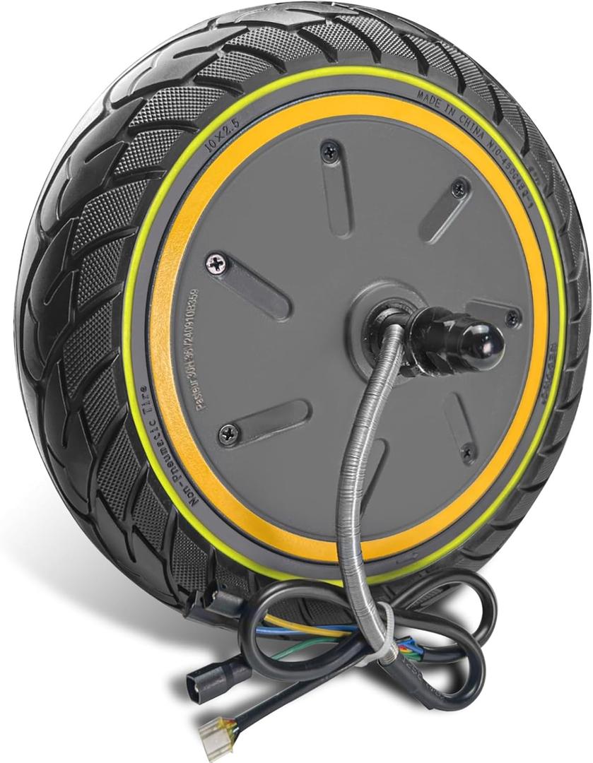 GYL 500W Drive Power Hub Motor With Solid Tire, Replacement for Ninebot Max G30LP G30P Electric Scooter Rear Wheel, 60/70-6.5 10x2.5 Inch Rubber Tire, Anti-slip, Explosion-proof Durable (Luminous green)
