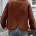 Cicy Bell Womens Button Down Bomber Jackets Puff Sleeve Cropped Pea Coats Casual Fall Color Block Outerwear (Small, Brown)