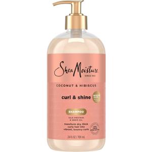Shea Moisture Shampoo Coconut and Hibiscus, for Thick, Curly Hair, to Cleanse & Hydrate, 24 Fl oz