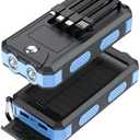 YELOMIN Solar Charger, 20000mAh Portable Type-C Solar Power Bank with 4 Cables, Waterproof Battery Pack, Outdoor External Backup Power Charger Six Outputs/LED Flashlights, Perfect for Camping Travel