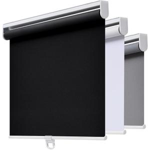 AOSKY Cordless Roller Shades Blackout Blinds for Windows Room Darkening Rolled Up Shades with Spring System, UV Protection Window Shades Door Blinds for Home and Office (24" W x 72" H, Black)