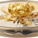 Dynippy Pill Case Pill Box with Mirror Retro Pocket 2 Compartment Medicine Case Vitamin Pill Organizer for Pocket Purse and Travel (A-Golden Flower)