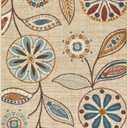 Maples Rugs Reggie Floral Kitchen Rug - Made in USA - Washable, Non Slip Indoor Carpet for Entryway, Foyer, Kitchen, and Bathroom, 2'6 x 3'10, Beige