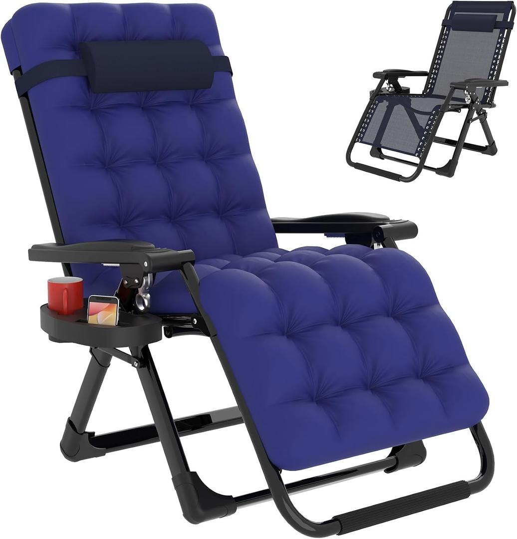 Slendor Zero Gravity Chair, Recliner Lounge Chairs with Cushion, Royal Blue