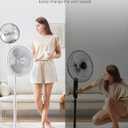 PELONIS 16 inch Pedestal Fan for Bedroom, Oscillating Fan, 3-Speeds, 90 Oscillation, Adjustable Height, Floor Fan, Standing Fan for Living Room, Kitchen, and Home office, White