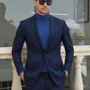 Men's Turtleneck Casual Basic High Neck Long Sleeve T Shirts Half Neck Lightweight Pullover Sweater (Blue, M)