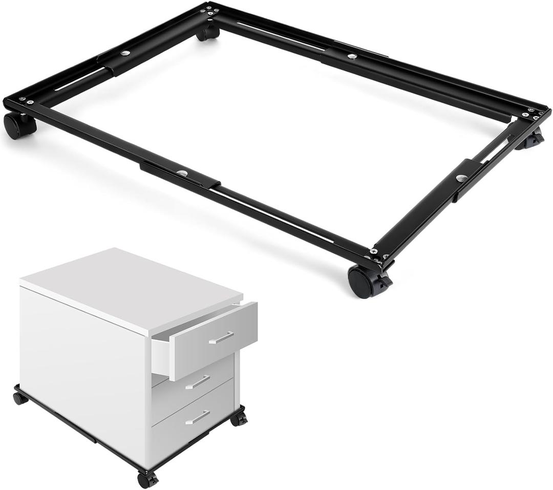 Adjustable File Caddy File Cabinet Wheels File Folder Racks for Home Office, Black