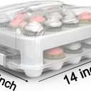 Top Shelf Elements Cupcake Carrier, EXTRA LARGE LID, White Cupcake Holder Carries 24 Standard-Size Cupcakes, Muffin Traveler Two Tier Stand Reusable Cupcake Box