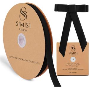 Black Velvet Ribbon 5/8'' 25 Yards for Christmas Tree, Gift Wrapping, Flower Bouquet, Wreath Decorations, Bow Making