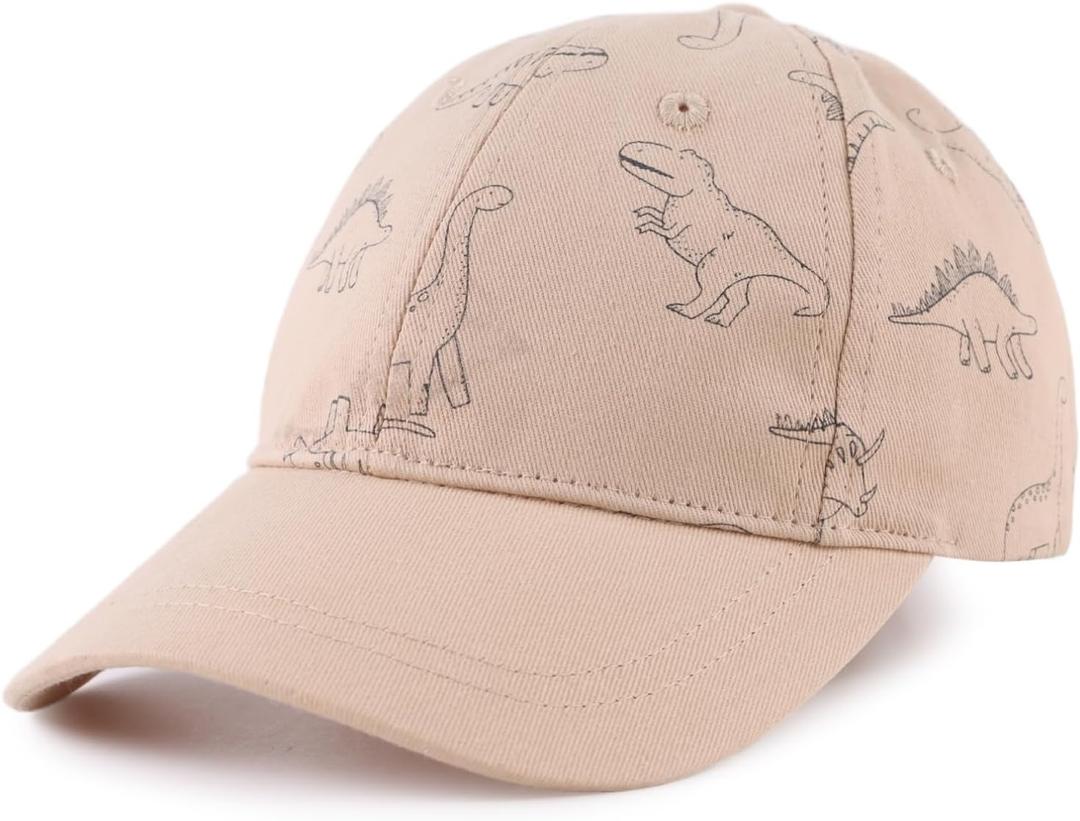 Baby Boy Baseball Cap Toddler Girl Trucker Hat Kids Dinosaur Hats Infant Ball Caps Spring Summer (Beige)