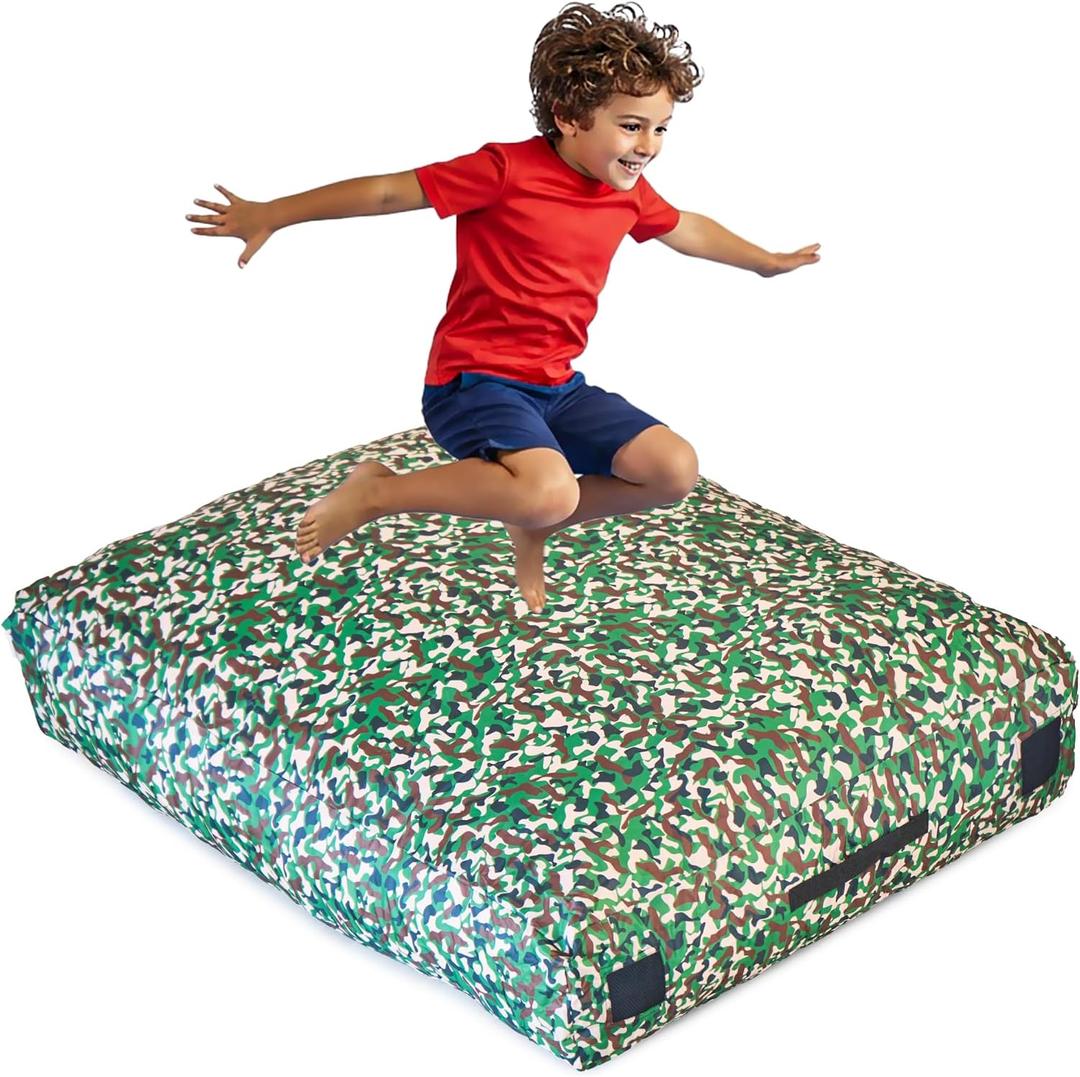 SaferBounce Crash Pad for Kids Sensory | Big 5Ft x 5Ft Or 3Ft x 4Ft | Autism Sensory Crash Mat for Jumping & Play | Crashpad | Soft Foam Landing Pad for Kids | Giant Pillow Mat | Climbing & Gymnastics, Small