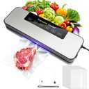 Vacuum Sealer for Food, Automatic Food Vacuum Sealer Machine, Precision Suction Power Compact 6-in-1 Food Sealer, Dry & Moist Modes with 50 Vacuum Bags and Air Suction Hose (Silver)
