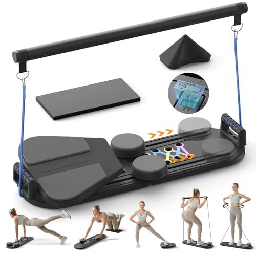 Pilates Board,Pilates Reformer Sets,Multifunctional Abdominal Pilates Board for Home Workout Equipment,Portable Foldable Ab Board Pilates Exercise Machine,Pilates Reformer Board for Women,Deep Black