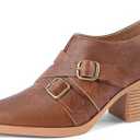 SICARE Chunky Heel Penny Loafers for Women Closed Pointed Toe Block Heels Cross Buckle Strap Slip On Classic Vintage Pumps Dress Shoes Elegant for Work Office Party Daily Wear, Size 6