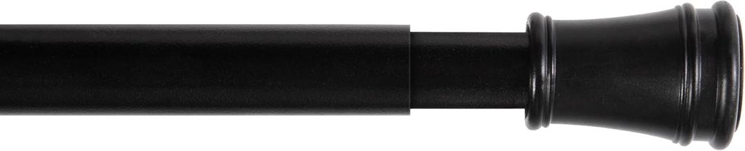 Kenney KN634 Rogers Twist & Fit No Tools Easy to Install Tension Curtain Rod, 28-48" Adjustable Length, Black Finish, 5/8" Diameter Steel Tube