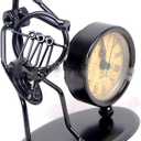 Classic Vintage Old Fashion Iron Art Musician Clock Figure Ornament for Home Office Desk Decoration Gift (C67 French Horn)