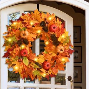 Fall Decorations Fall Wreath, 22 Inch Fall Wreaths for Front Door, Autumn Wreath with Pumpkins Pinecones for Home Wall Fall Decor