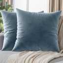 NEATERIZE Premium Velvet Pillow Covers 24x24 Sage Green - Washable Decorative Fabric Throw Pillow Covers for Couch or Bed - Set of 2 (24" x 24" (Pack of 2))