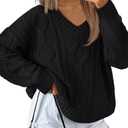 Trendy Queen Oversized Cable Knit Sweaters for Women 2025 Cozy Pullover Knit Fall Outfits V Neck Cute Winter Clothing Large