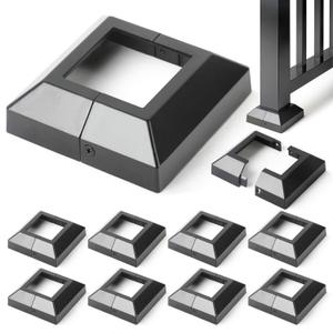 Hulave Split Post Base Cover - Fits 2.5"x2.5" Post/4.5"x4.5" Base for Indoor/Outdoor Iron Railing, Fence, Stair Decorative Skirt Black 8P