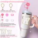 Mity rain Set for Stanley: 10pcs Cup Accessories, Straw Cover Cap, Spill Proof Stopper, Letter Charm, Style W, 30 oz