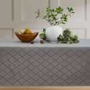 HLC.ME Modena Grey Tablecloth, Luxury Jacquard Fabric Dining Table Cloth for Rectangle Table, Advanced Water Resistance, Geometric Lattice Pattern - Grey, 31x70
