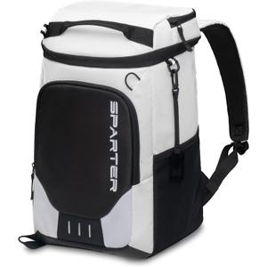 SPARTER Backpack Cooler Insulated Leak Proof 33/49 Cans, 2 Insulated Compartments Thermal Bag, Portable Lightweight Beach Travel Camping Lunch Backpack for Men and Women (White & Black) SPARTER Backpack Cooler Insulated Leak Proof 33/49 Cans, 2 Insulated Compartments Thermal Bag, Portable Lightweight Beach Travel Camping Lunch Backpack for Men and Women (White & Black)